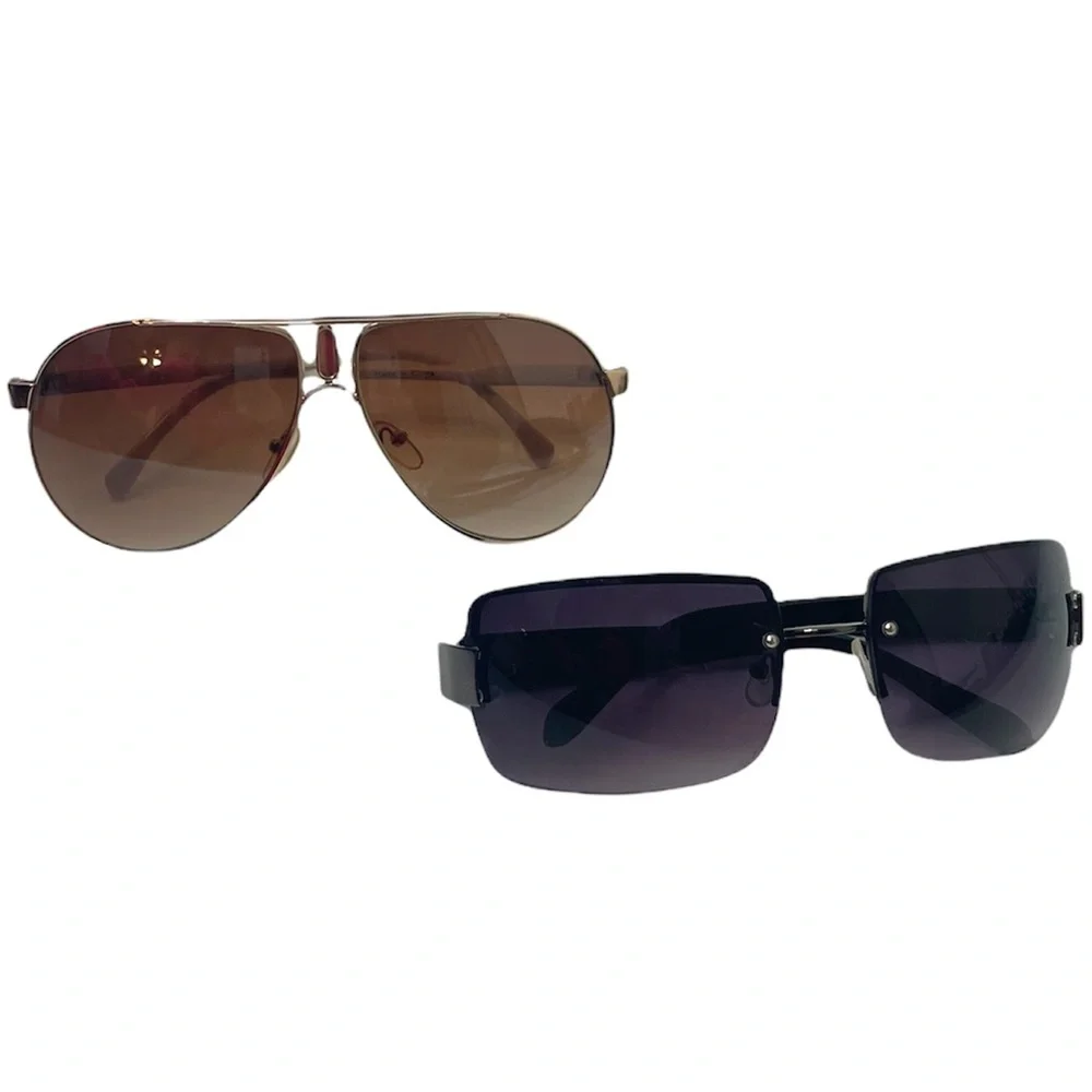 Aviator Sunglasses Black Classic Statement Unisex Mens Womens Fashion Set 2 Pair